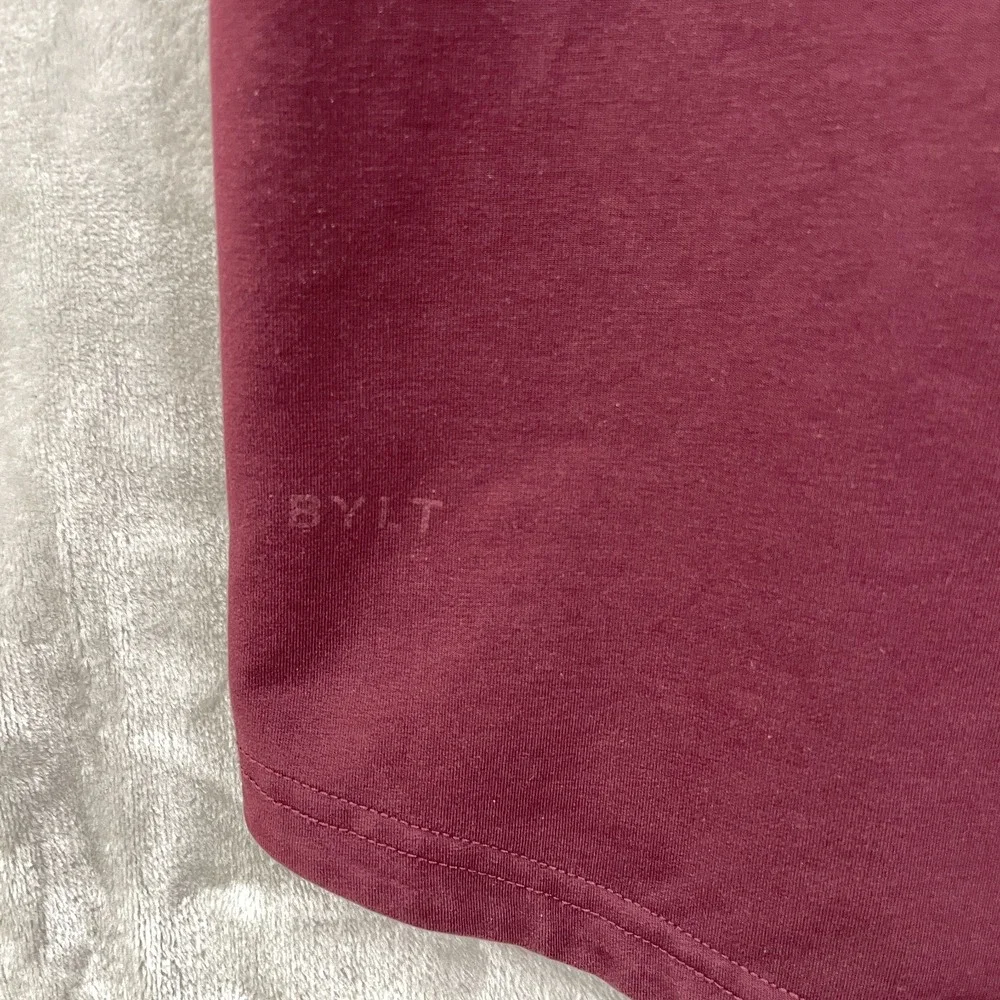 BYLT Lux Polo Shirt Mens Large Maroon Drop Cut Stretch Short Sleeve